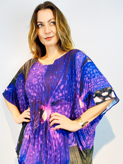 Camiseta Plissada Crepe Orquídea Roxo - loja online