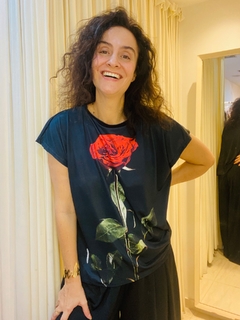 Camiseta Kaftan Jersey Rosa Preto - comprar online