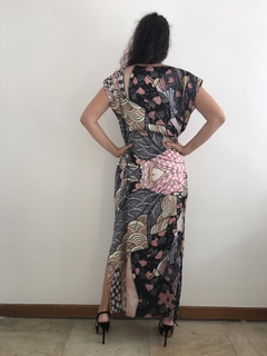 Vestido Longo Kaftan Cetim Mosaico - loja online