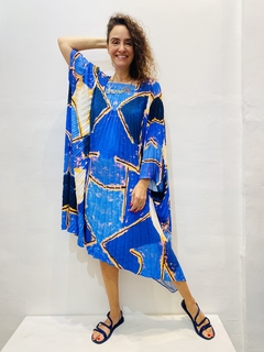 Vestido Maxi Plissado Curto Blue - buy online