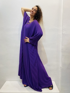 Vestido Plissado Longo Crepe Roxo on internet