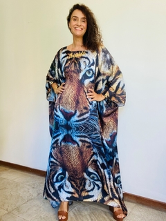 Vestido Maxi Longo Cetim Tigre - loja online