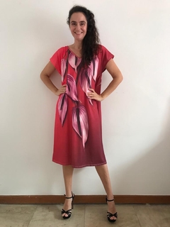 Vestido Kaftan V Jersey Antúrio Vermelho