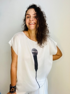 Camiseta Kaftan Cetim Microfone - ALESSA