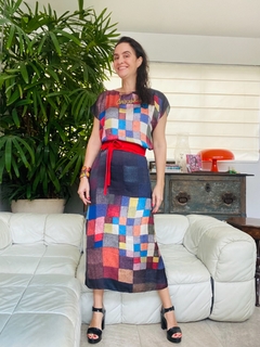 Vestido Amplo Cetim Paul Klee Colorido - comprar online