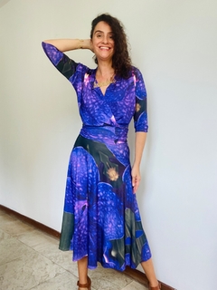 Vestido Sereia Evasê Curto Jersey Orquídea Roxo