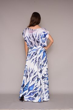 Image of Camiseta Kaftan Cetim Concha Azul