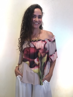 Blusa Cigana Crepe Calla Vermelha