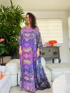 Vestido Maxi Longo Cetim Monet Lilás na internet