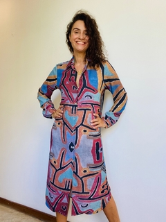 Vestido Chemise Curto Crepe Paul Klee Rosa - comprar online