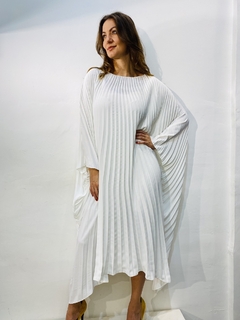 Vestido Plissado Curto Crepe Branco - ALESSA