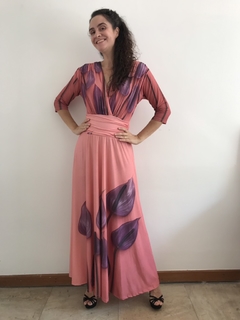 Vestido Longo Sereia Jersey Antúrio Rosa - comprar online