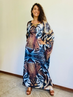 Vestido Maxi Longo Cetim Tigre on internet