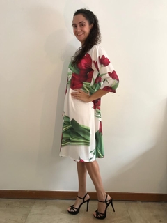 Vestido Evasê 3/4 Jersey Tulipa Vermelha - loja online
