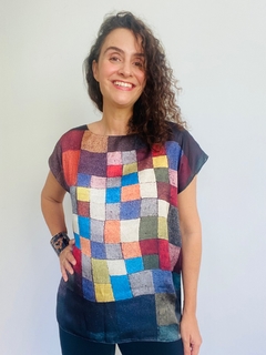 Camiseta Kaftan Cetim Paul Klee Colorido na internet