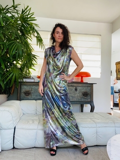 Vestido Kaftan Longo Paetê Orquídeas - loja online