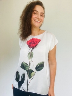 Image of Camiseta Kaftan Cetim Rosa Branca