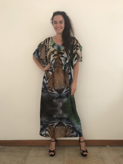 Vestido Longo Bata Seda Tigre - ALESSA