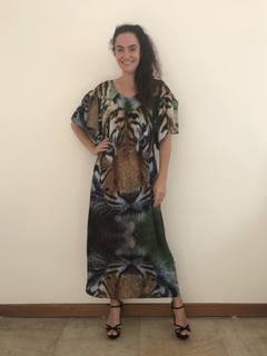 Vestido Longo Bata Seda Tigre na internet