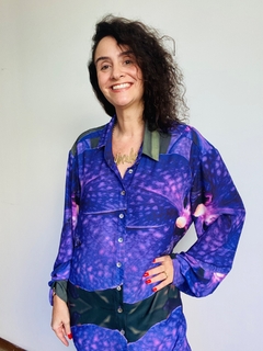 Camisa Social Ampla Crepe Orquidea Roxo on internet