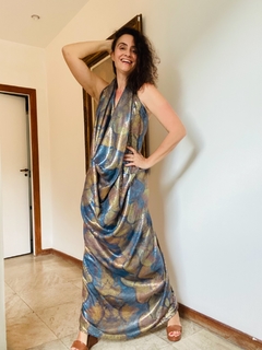 Vestido Regata Maxi Gola Paetê Plumas - online store