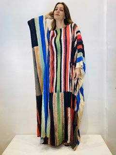 Vestido Plissado Longo Crepe Klee Listras - comprar online