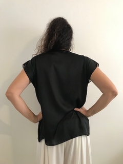 Camiseta Kaftan Cetim Royale Faisão Preto - ALESSA