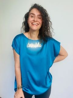 Camiseta Kaftan Cetim Azulão Lisos - comprar online