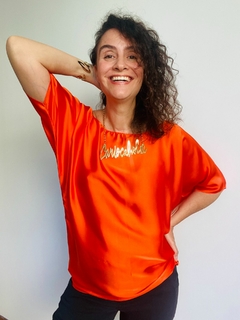 Camiseta Morcego Cetim Laranja Lisos - comprar online