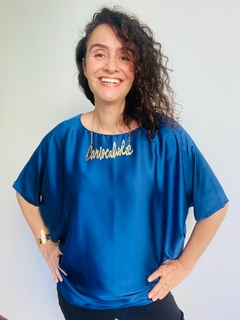 Camiseta Morcego Cetim Azul Caneta Lisos - online store