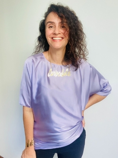 Camiseta Morcego Cetim Lilas Lisos