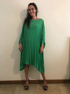 Vestido Curto Plissê Crepe Verde
