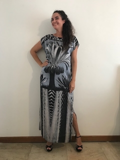 Vestido Longo Kaftan Cetim Coqueiro