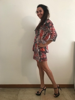 Vestido Curto Babados Bordado Laise Lantejoulas - comprar online