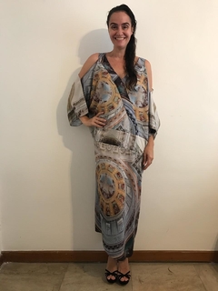 Vestido Kimono Crepe Cúpula