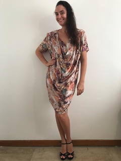 Vestido Gola Baixa Seda Conchas