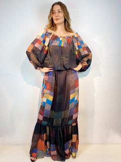 Vestido Bufante Longo Chiffon Paul Klee Colorido - buy online