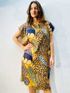 Vestido Kaftan Curto Cetim Yellow - comprar online