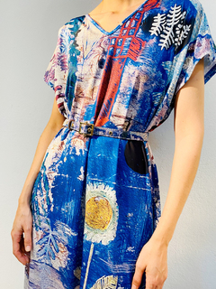 Vestido Kaftan Jersey Paul Klee Azul - comprar online