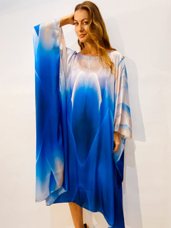 Vestido Maxi Curto Cetim Água Azul - comprar online