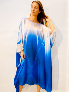 Vestido Maxi Curto Cetim Água Azul na internet