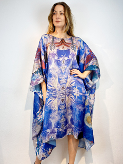 Vestido Maxi Curto Cetim Paul Klee Azul - comprar online