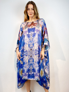 Vestido Maxi Curto Cetim Paul Klee Azul na internet
