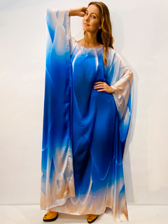 Vestido Maxi Longo Cetim Agua Azul - buy online
