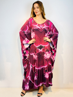 Vestido Maxi Plissado Longo Crepe Orquídea Vinho na internet