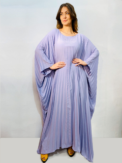 Vestido Plissado Longo Crepe Lavanda