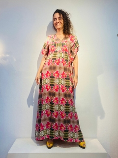 Vestido Kaftan Class Crepe de Seda Lirio Rosa na internet
