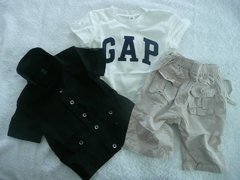 Set 3p importado GAP camisa de vestir, bermuda y remera con bordado