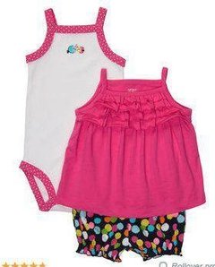 Set importado 3 p Remera body y short CARTERS