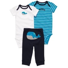 set 3p importado Carters 2 bodys y pantalon con aplicacion de ballena bordada